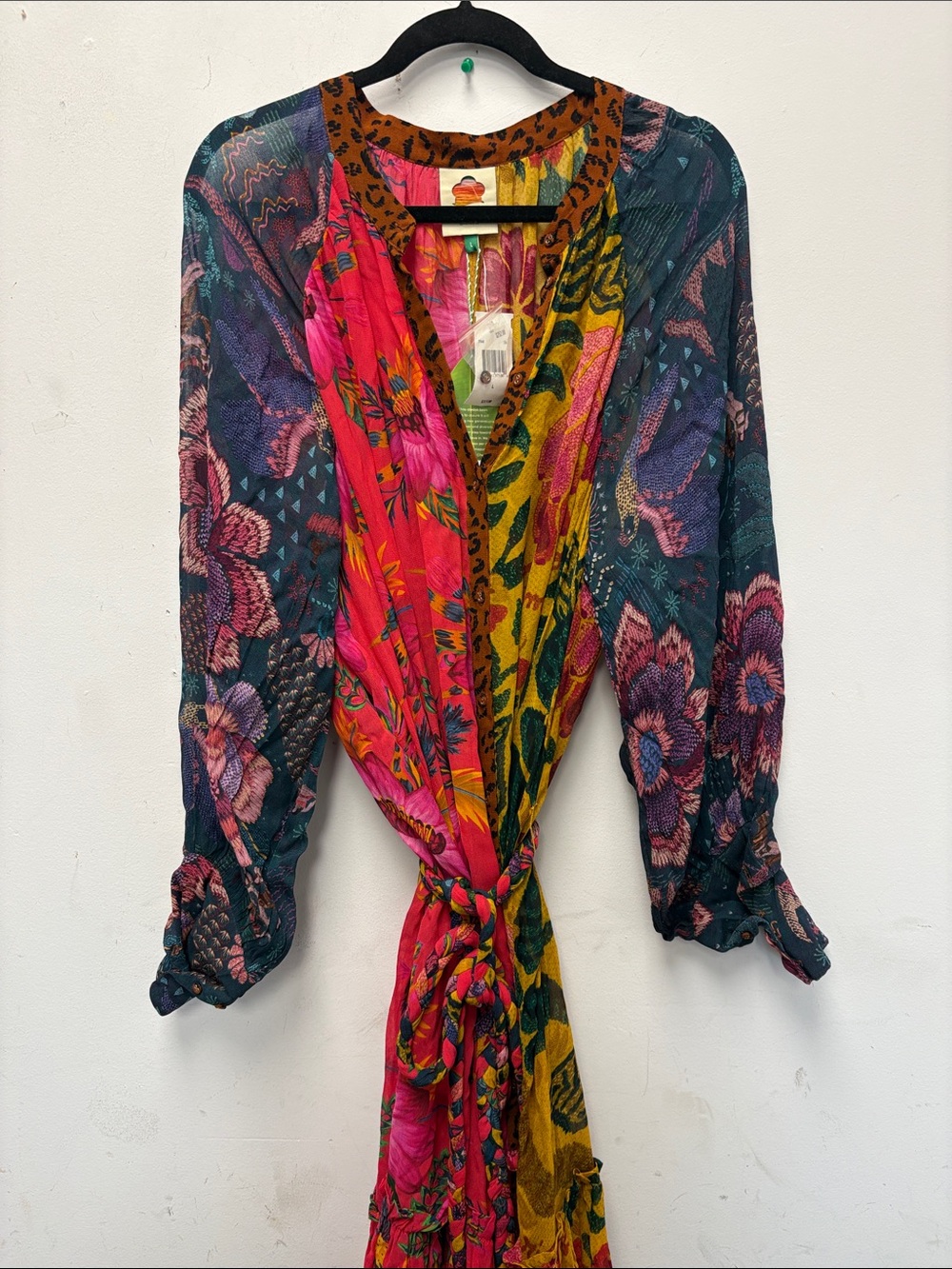 FARM RIO Mixed Prints Button Down Maxi Dress In Mix Print - Picture 4 of 7